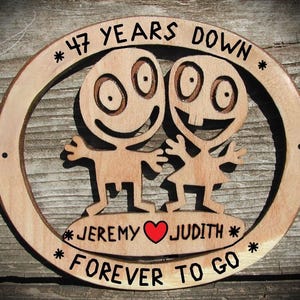 Personalized 47th Anniversary Wood Sign: Funny Couple Keepsake