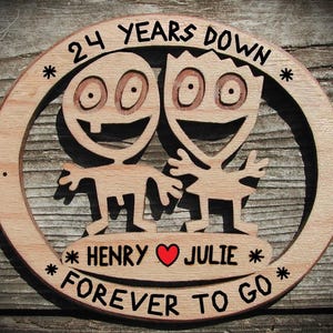 Personalized 24th Anniversary Wood Sign: Funny Couple Keepsake
