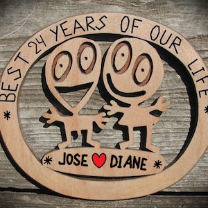 24th anniversary gift, 24 year wedding anniversary, 24 years together gift for husband and wife, Personalized couples anniversary presents