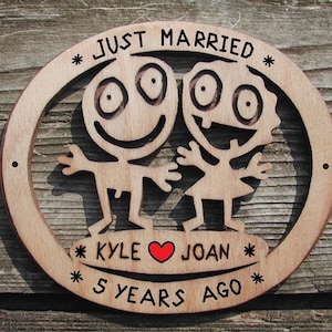 5th Wedding Anniversary Name Plaque: Funny Husband and Wife Gift