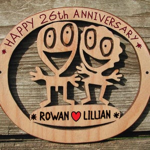 Personalized 26th Anniversary Wood Sign: Funny Wedding Keepsake