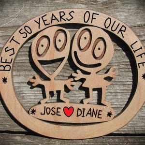 Personalized 50th Anniversary Wooden Sign: Funny Handmade Couple Gift