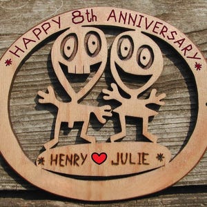 Cute 8th anniversary gift, 8 years together gift for him for her, 8th wedding anniversary gift for husband and wife, Valentines couple gift