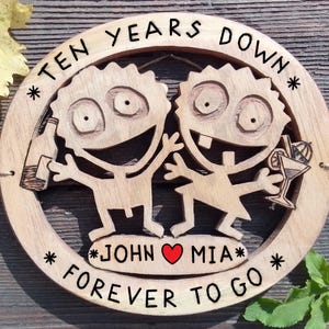 10th wedding anniversary gift, 10 years together husband wife. Tenth anniversary gift for him for her, Personalized with names, Couples gift