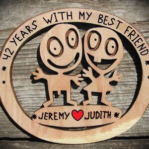 Funny anniversary gift, 42nd wedding anniversary gift, 42 years together gift for husband and wife, Personalized anniversary gift with names