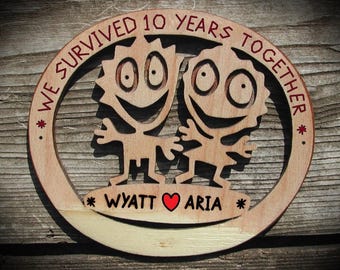 Personalized 10th Anniversary Wood Sign: Funny Couple Gift
