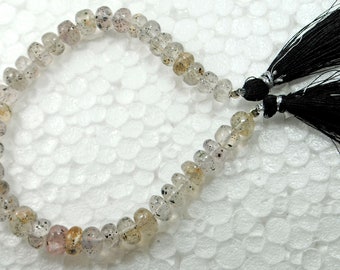 AAA Black Rutile Quartz Gemstone Beads: 8 Inch Strand