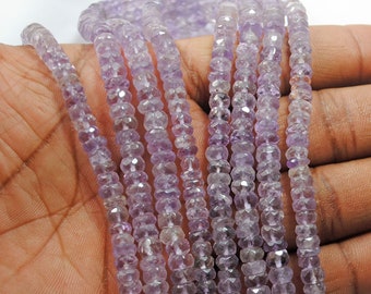 AAA Pink Amethyst Gemstone Beads: Faceted Roundel, 5mm, 13 Inch Strand