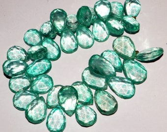 AAA Green Quartz Gemstone Beads: Faceted Pear Shape Strand (18 Pcs, 17x12-20x14 MM)