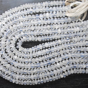 Natural Girasol Quartz Beads: Faceted Roundel Ice Quartz, 8 Inch Strand