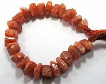 Natural Sunstone, Gemstone Beads, Faceted Nuggets Shape, 8 Inch Strand, Size 10-14 MM, sunstone beads, For Handmade jewelry making beads