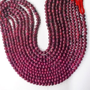 AAA Natural Ruby Gemstone Beads Size 5-6 MM Approx Smooth Round Shape 8 Inch Strand Genuine Ruby Beads For Handmade Jewelry Making Beads