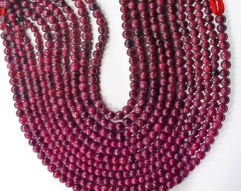 AAA Natural Ruby Gemstone Beads Size 5-6 MM Approx Smooth Round Shape 8 Inch Strand Genuine Ruby Beads For Handmade Jewelry Making Beads