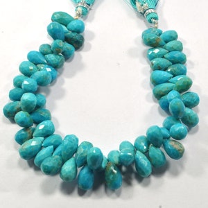 AAA Turquoise Gemstone Beads: Faceted Drop Briolettes (10x6 MM)