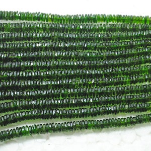 AAA Natural Green Chrome Diopside Gemstone Beads Faceted Wheel Shape Size 4-7 MM 8 Inch Strand Diopside Beads For Handmade Jewelry Making