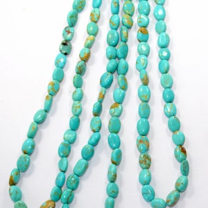 Natural Turquoise, Gemstone beads, 5-6 MM Smooth Oval Beads, 8 inch Strand, Briolettes Turquoise, Semi Precious Beads, Handmade Jewelry bead