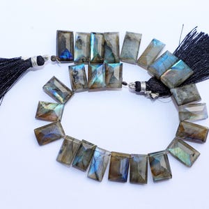 AAA Faceted Labradorite Beads: Side Drilled Rectangle Gemstone Strand