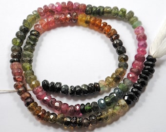 AAA Multi Tourmaline Gemstone Beads: Faceted Rondelle, 4-5mm, 13 Inch Strand, Handamde Jewellry