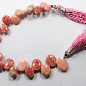 Pink Thulite Gemstone Beads: Smooth Oval, 6 Inch Strand