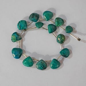 Faceted Chrysocolla Heart Beads: 8-12mm Gemstone Strand