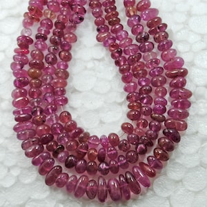 AAA Natural Pink Sapphire Beads: Smooth Nugget Strand (4-8mm, 8 Inch)
