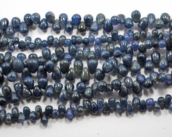 Natural blue sapphire, gemstone smooth drops beads, 6x4-10x7 MM, 8 Inch strand, Briolettes sapphire, Handmade Jewelry, Jewelry Making beads