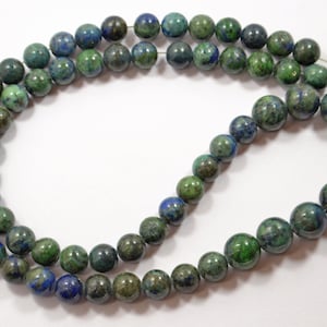 AAA Natural Azurite Necklace Beads Smooth Round Shape 16 Inch Necklace Size 6-8 MM 925 Silver Lock Azurite Beads For Necklace Beaded Jewelry