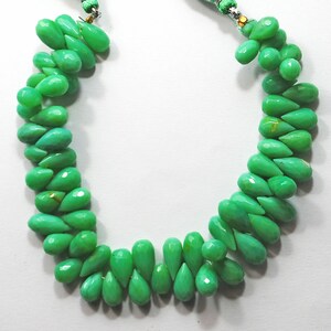 AAA Natural Chrysoprase Gemstone Beads: Faceted Drops, 8 Inch Strand