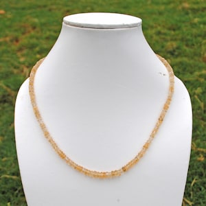 AAA Natural Citrine Necklace: Faceted Roundel Gemstone Beads, 925 Silver Lock