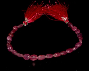 Roze robijnrode edelsteenkralen: ovale vorm, streng van 8 inch