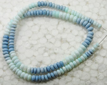 Natural Shaded Blue Opal Necklace: 925 Silver Lock, 4-6mm Roundels