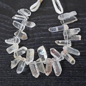 AAA Raw Crystal Quartz Beads: Point Terminated 8 Inch Strand