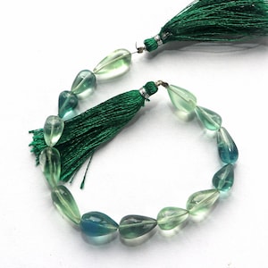 AAA Blue Fluorite Gemstone Beads: Smooth Drops, Jewelry Making (11x7-15x7 MM, 7.5 Inch Strand)