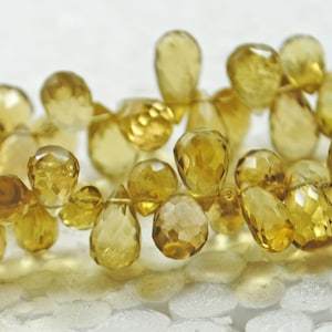 AAA Natural Lemon Quartz Gemstone Beads Size 8x6-15x8 MM 8 Inch Strand Faceted Drops Shape Yellow Lemon Beads For Handmade Jewelry Making