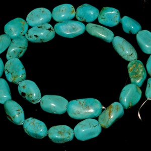 AAA Natural Turquoise Gemstone Beads Smooth Tumble Shape Size 10-15 MM 14 Pcs Strand Turquoise Beads For Handmade Jewelry Making Beads