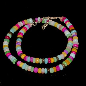 AAA Multi Opal Necklace: 925 Silver Lock, 5-6mm Roundel Beads