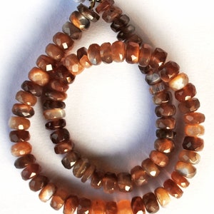 AAA Chocolate Moonstone Beads: Faceted Roundel Gemstone Strand (5-6mm, 10 Inch)