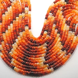 Mexican Fire Opal Gemstone Beads: Orange Roundel Strand 5-8mm