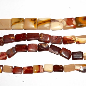 Red Mookaite Jasper Beads: AAA Natural Gemstone Rectangle, 8 Inch Strand