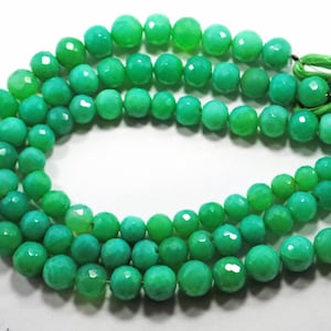 AAA Faceted Chrysoprase Gemstone Beads: 6-8mm Round Green Strand