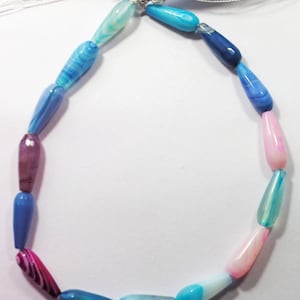 Faceted Chalcedony Briolette Beads: Multi-Color Gemstone Drops, 15x5mm Strand