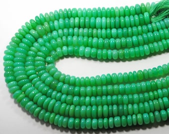 Chrysoprase Gemstone Beads: Smooth Rondelle Shape, 8 Inch Strand