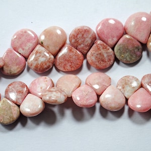 AAA Natural Pink Thulite Gemstone Beads Smooth Heart Shape Size 7-12 MM 6 Inch Strand Genuine Pink Thulite Beads For Handmade Jewelry Making