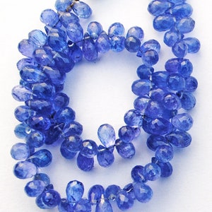 AAA Tanzanite Gemstone Beads: Faceted Blue Briolettes (7x4 MM)