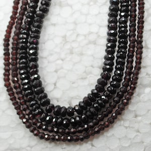AAA Natural Red Garnet Beads: Faceted Roundel, 4/6mm 13 Inch Strand