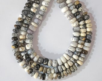 Natürliche Dendrit-Opal Perlen: 8-9 mm glatte Rondelle, 16-Zoll-Strang