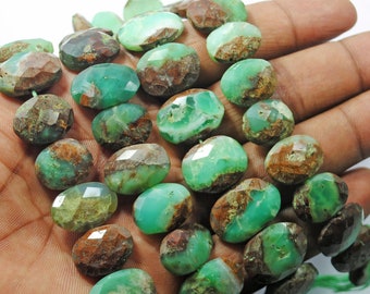 AAA Natural Bio Chrysoprase Gemstone Beads Faceted Oval Shape Size 15x10-18x12 MM Genuine Chrysoprase Beads For Handmade Jewelry Making