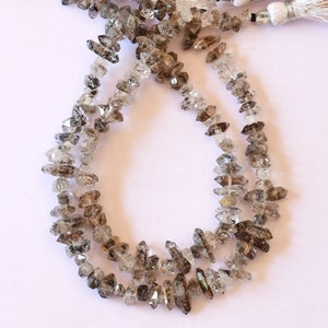 Raw Herkimer Diamond Quartz Beads: Natural Gemstone Nuggets, 8 Inch Strand