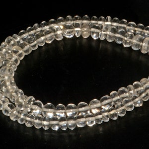 Natural Crystal Quartz Beads: AAA Smooth Roundel Gemstone Strand