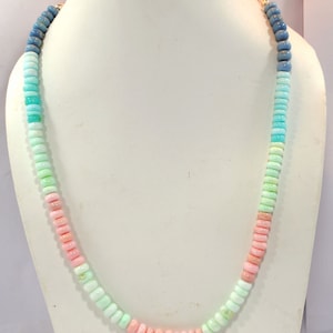 AAA Natural Multi Opal Necklace Beads Gemstone Beads Smooth Roundel Shape 16 Inch Necklace Size 7-8 MM Handmade Necklace 925 Silver Necklace